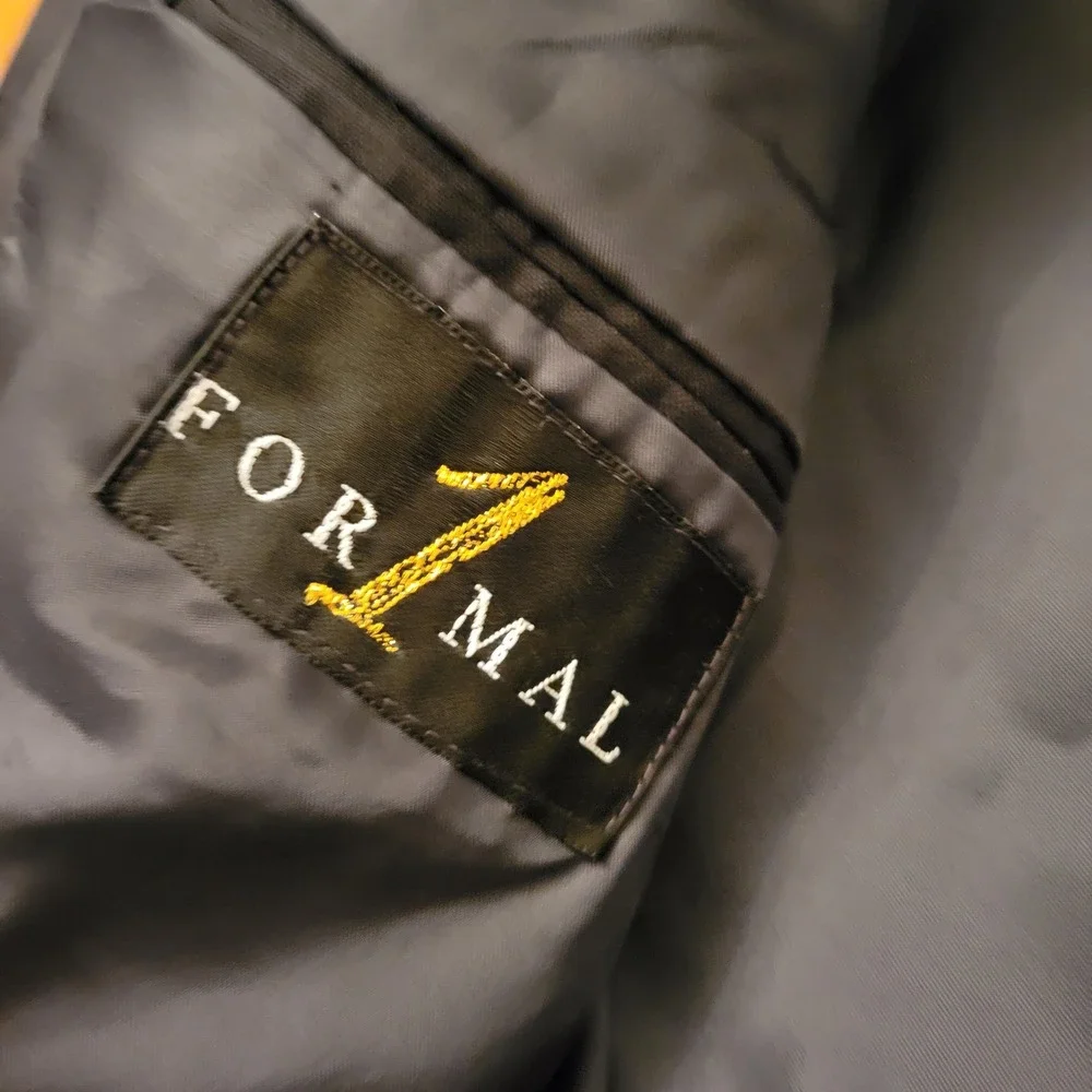 Formal 1 Vintage 42R Tuxedo Black Wool Peak Lapel Single Button Prom Formal Gala
